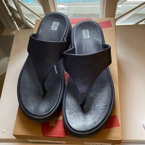 Blue leather Flip Flops